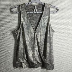 Metallic Silver Sleeveless Top